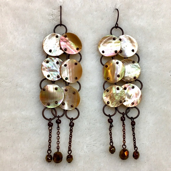 Mother of Pearl Boho Chandelier Drop Earrings - Picture 2 of 7